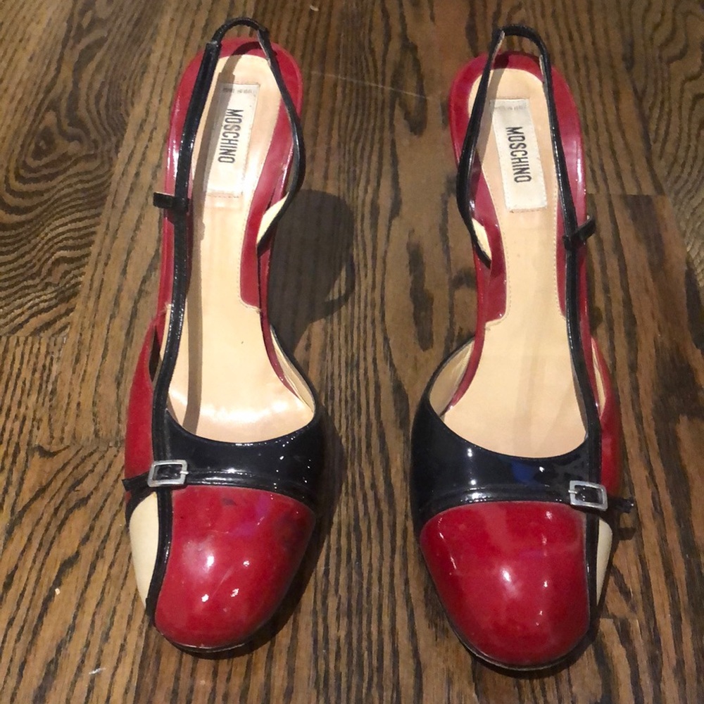 Moschino black and red heels. Love these shoes but they no longer fit me.
